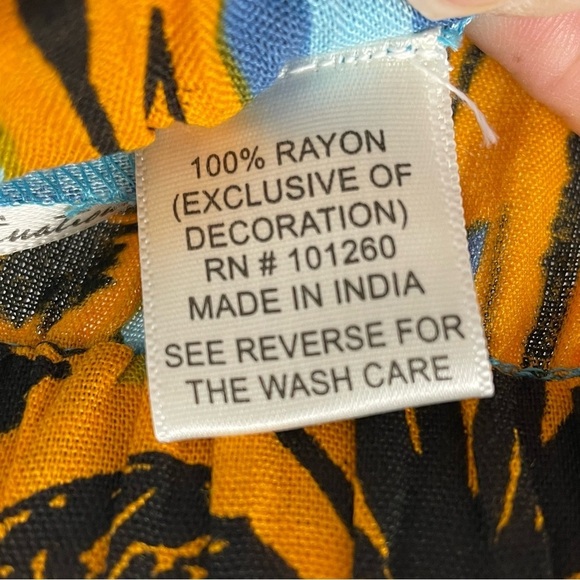 True Destinations Pants Wide Loose Leg w/ Split Blue & Gold Women’s Size Medium - Picture 6 of 16